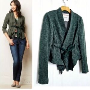 Anthropologie Cartonnier knit open with tie belt blazer